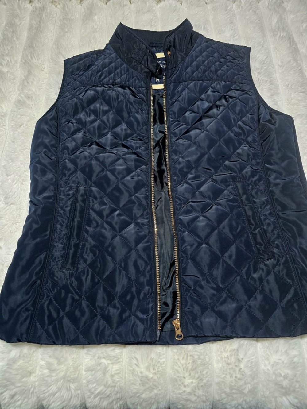 Cavalini Quilted Navy Diamond-Stitch Vest